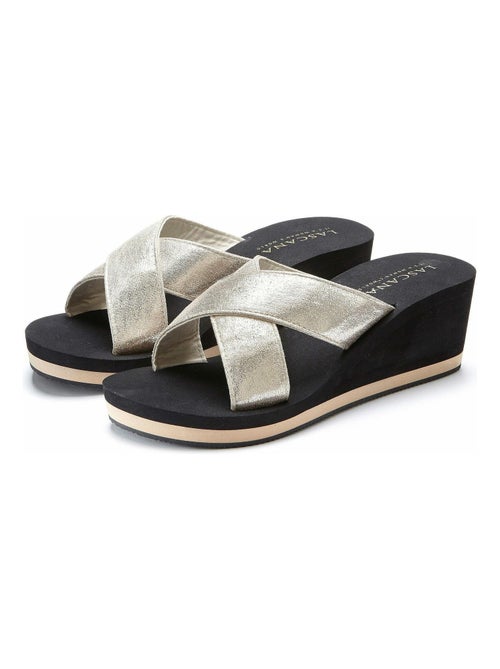 Zomer sleehak sandalen metallic zwart - Kiabi