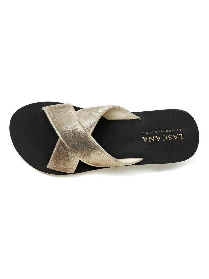 Zomer sleehak sandalen metallic zwart Zwart - Kiabi