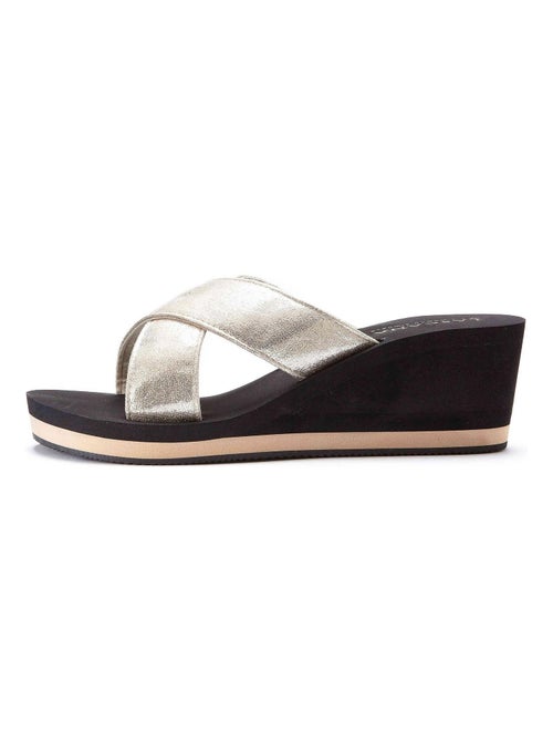 Zomer sleehak sandalen metallic zwart - Kiabi