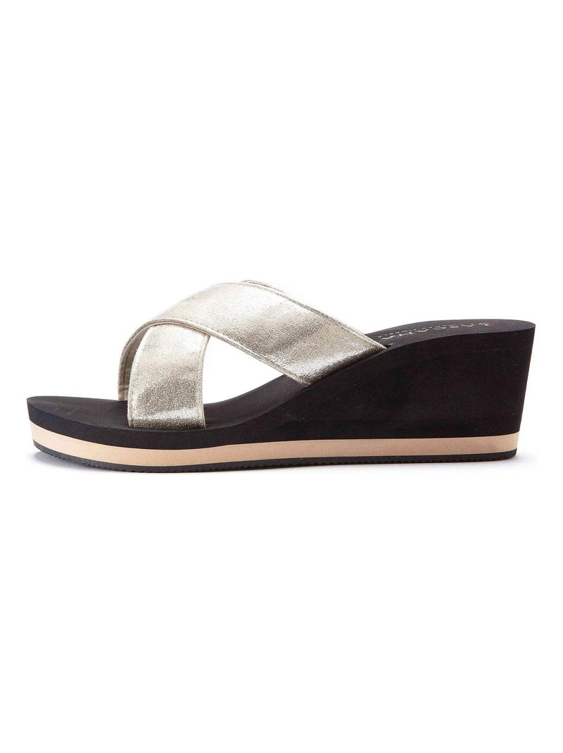 Zomer sleehak sandalen metallic zwart Zwart - Kiabi