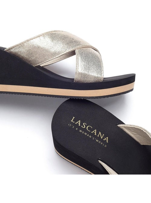 Zomer sleehak sandalen metallic zwart - Kiabi