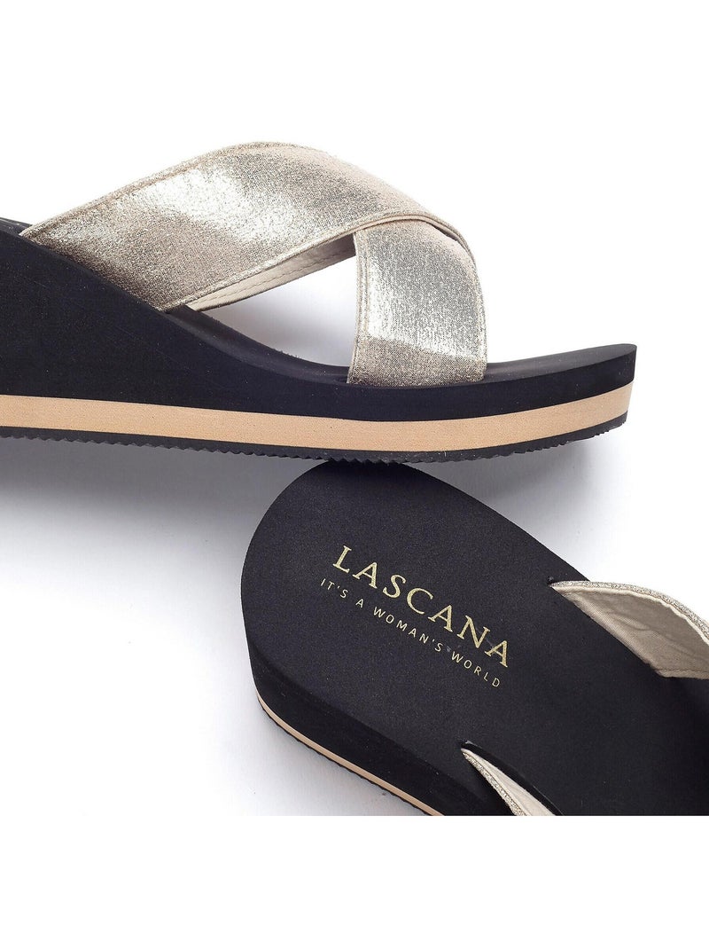 Zomer sleehak sandalen metallic zwart Zwart - Kiabi