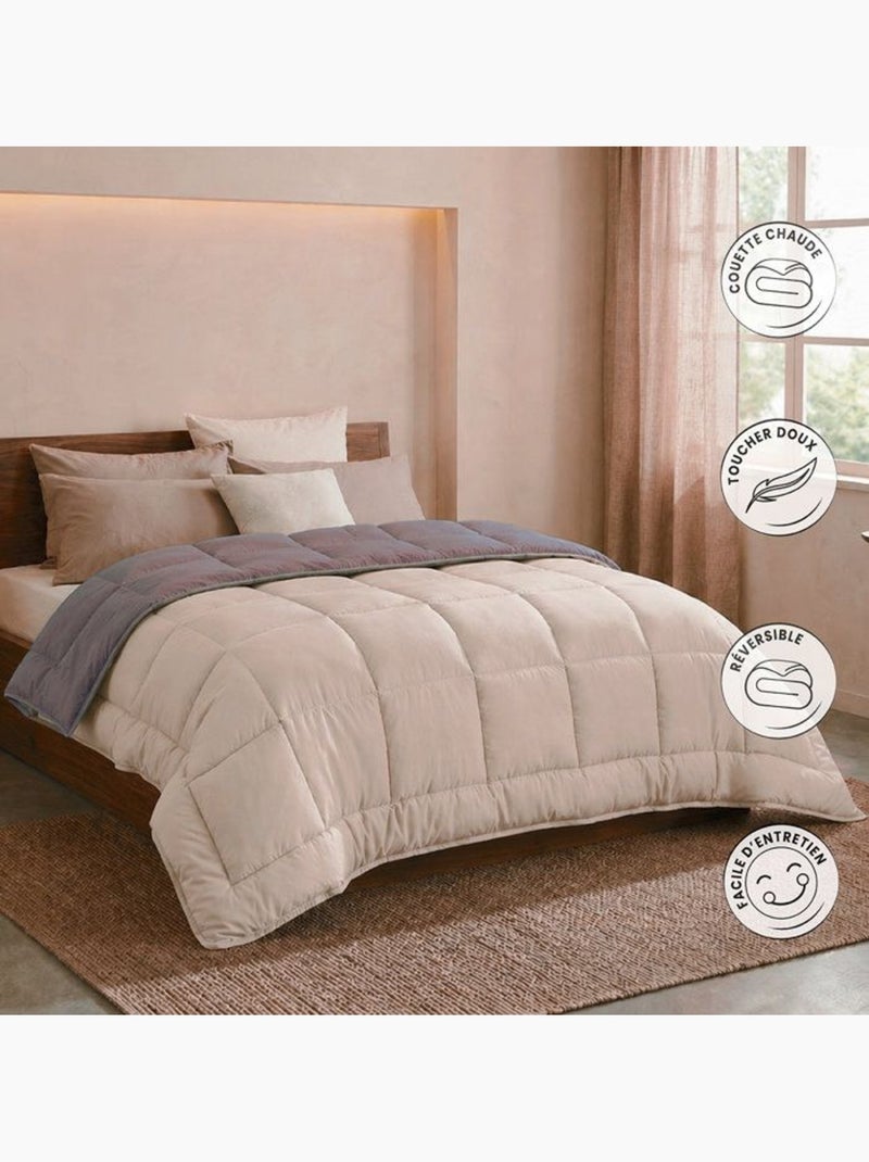 Zomerdekbed in tweekleurige microvezel Taupe - Kiabi