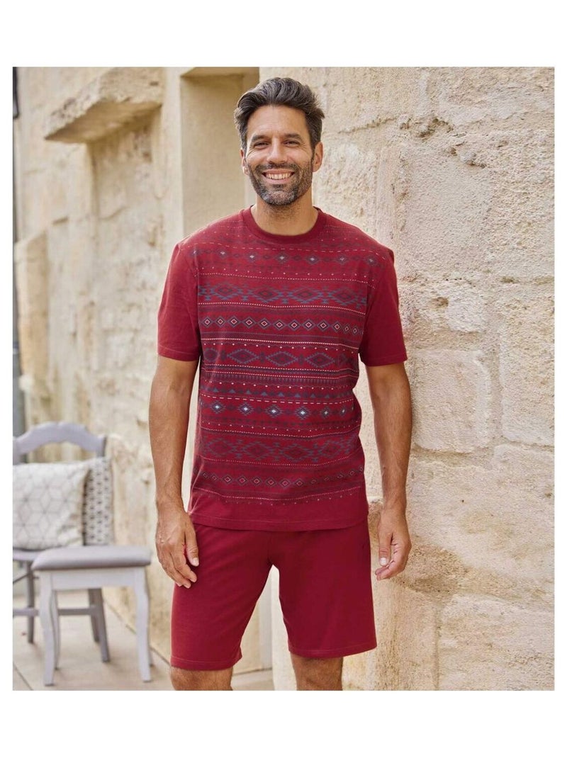 Zomerpyjama met micromotieven - ATLAS FOR MEN Bordeaux - Kiabi