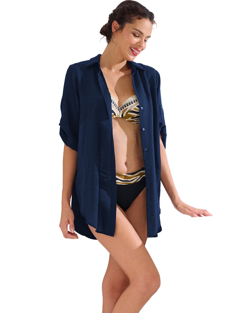 Zomershirt met slipe mouwen tanzania Blauw - Kiabi