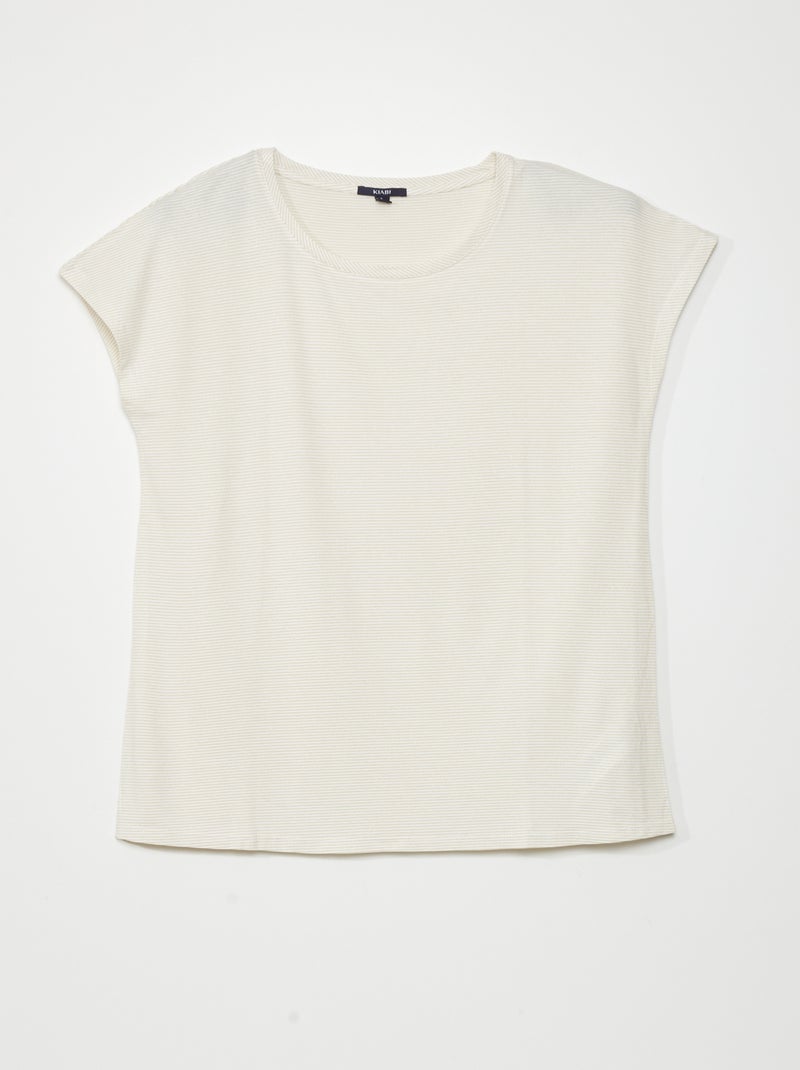 Zwangerschaps-T-shirt met korte mouw en smalle streepjes sneeuw wit - Kiabi