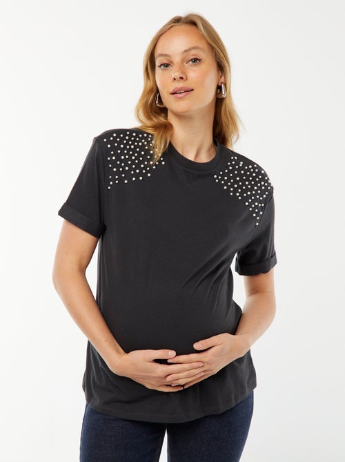 Zwangerschaps-T-shirt met kraaltjes - Kiabi