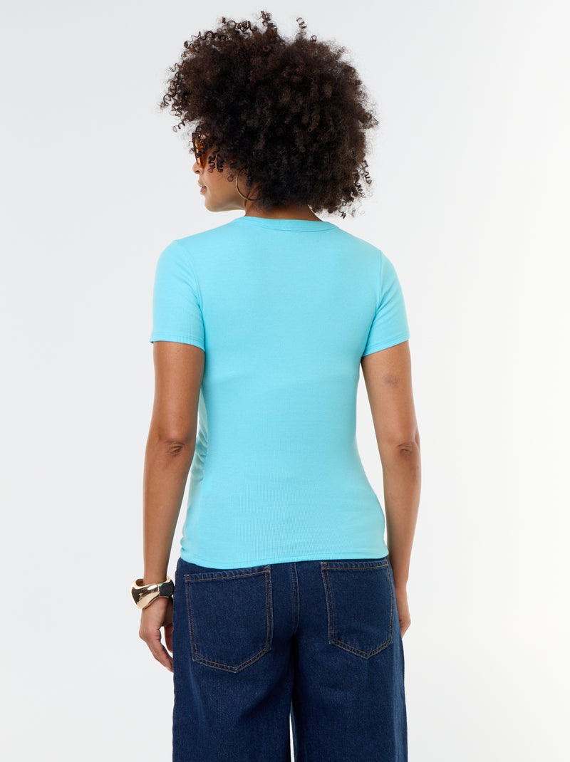 Zwangerschaps-T-shirt van ribstof Blauw - Kiabi