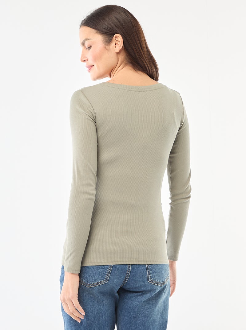 Zwangerschaps-T-shirt van ribstof Groen - Kiabi