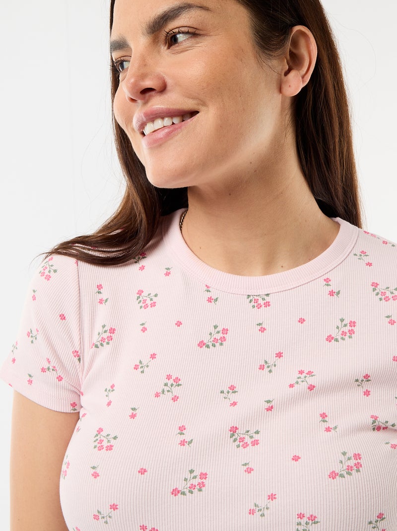 Zwangerschaps-T-shirt van ribstof Rose - Kiabi