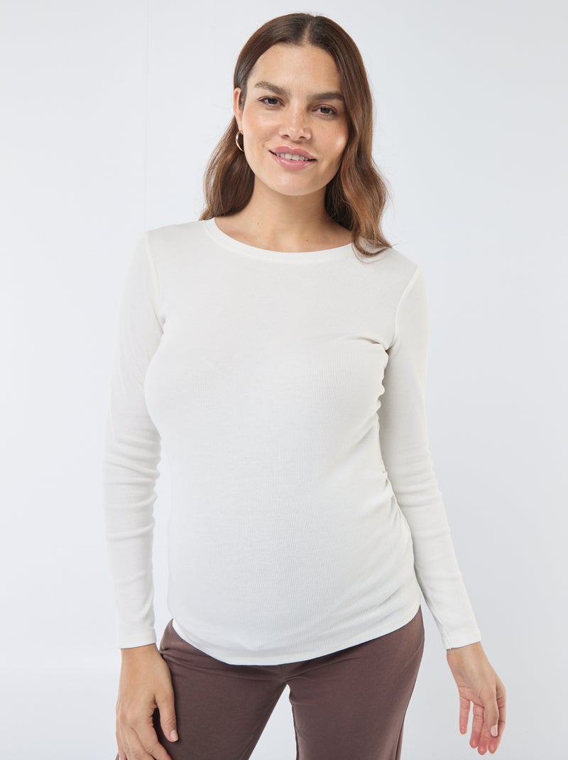 Zwangerschaps-T-shirt van ribstof Wit - Kiabi