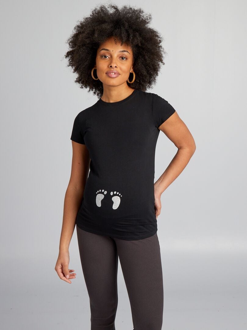 Zwangerschaps-T-shirt zwart - Kiabi