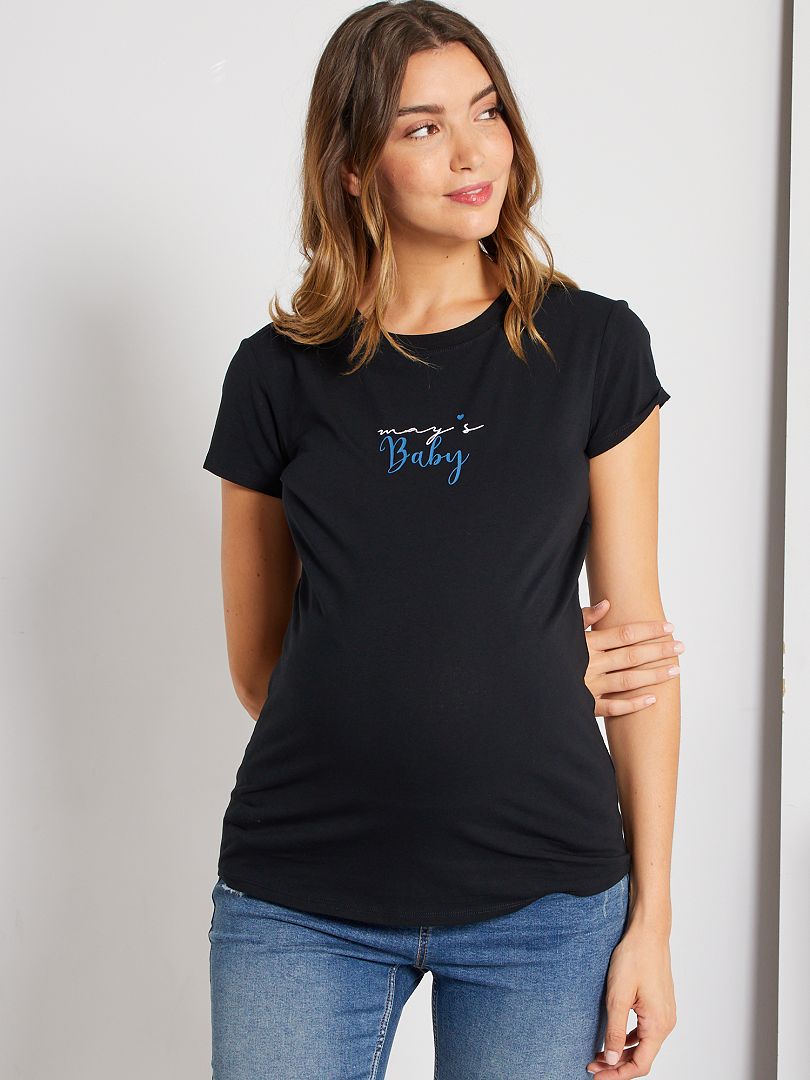 Zwangerschaps-T-shirt ZWART - Kiabi