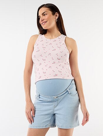 Zwangerschapsbermuda met hoge taille van denim
