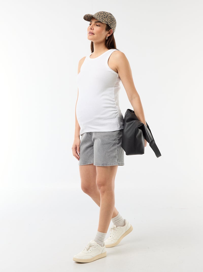 Zwangerschapsbermuda met hoge taille van denim Grijs - Kiabi