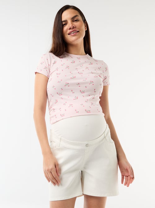 Zwangerschapsbermuda met hoge taille van denim - Kiabi