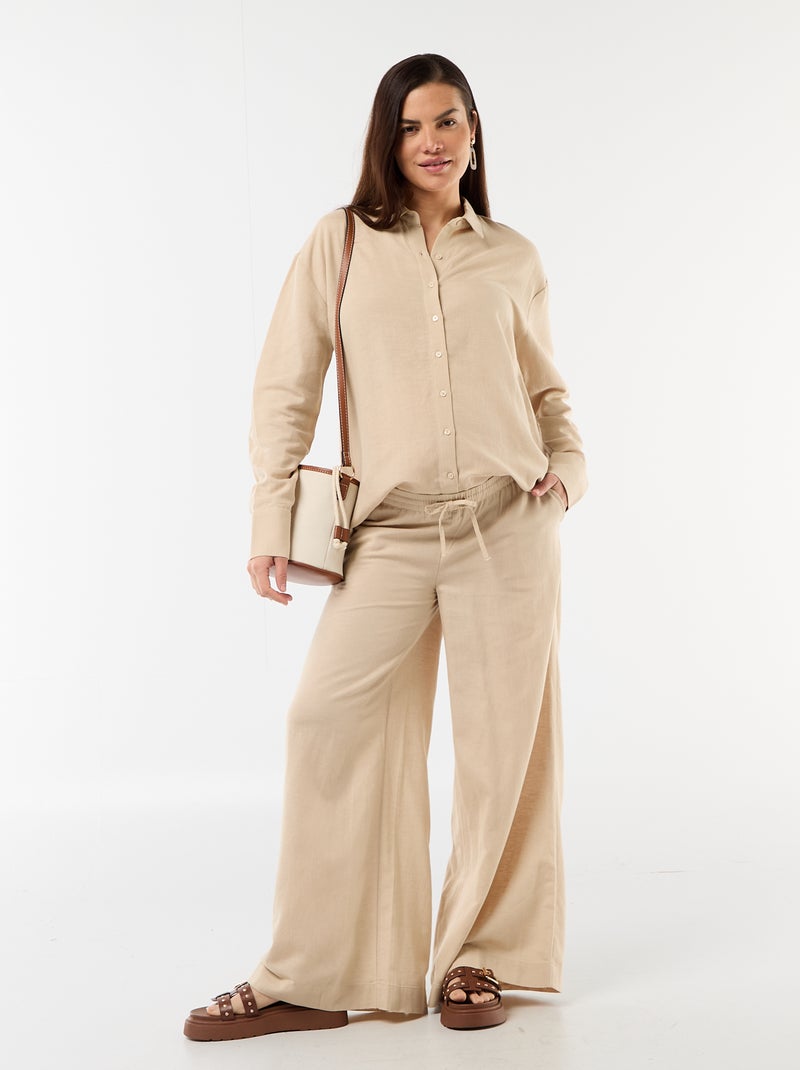 Zwangerschapsblouse van linnenmix Biege - Kiabi