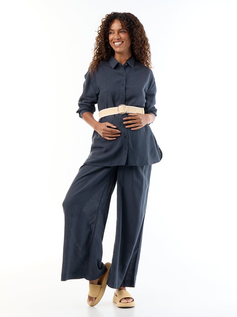 Zwangerschapsblouse van linnenmix Blauw - Kiabi
