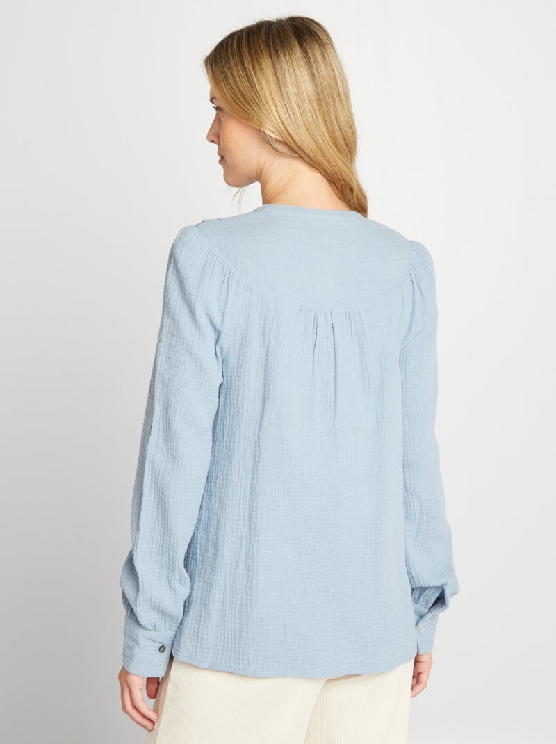Zwangerschapsblouse van zachte, luchtige katoen BLAUW - Kiabi