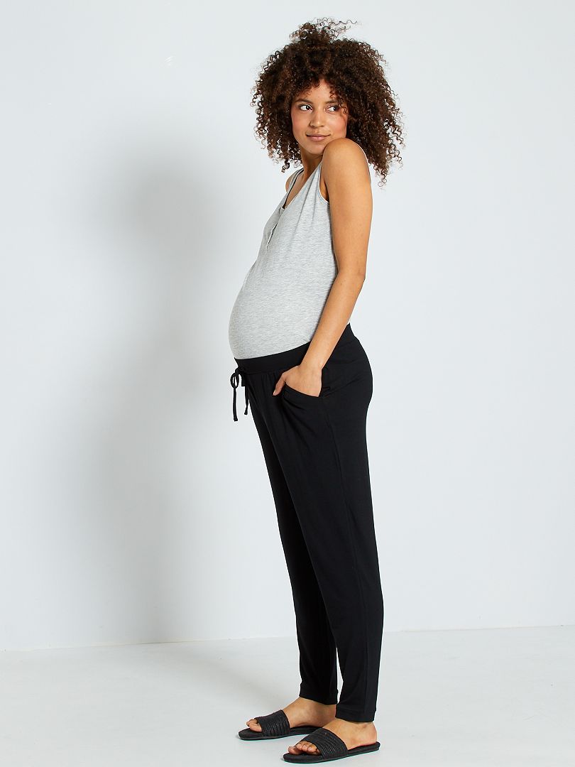 Zwangerschapsbroek van tricot zwart - Kiabi