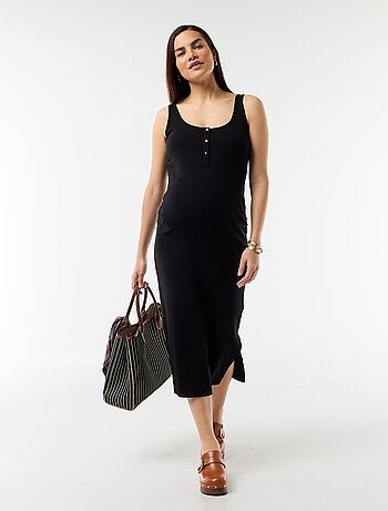 Zwangerschapsdébardeurjurk van ribstof