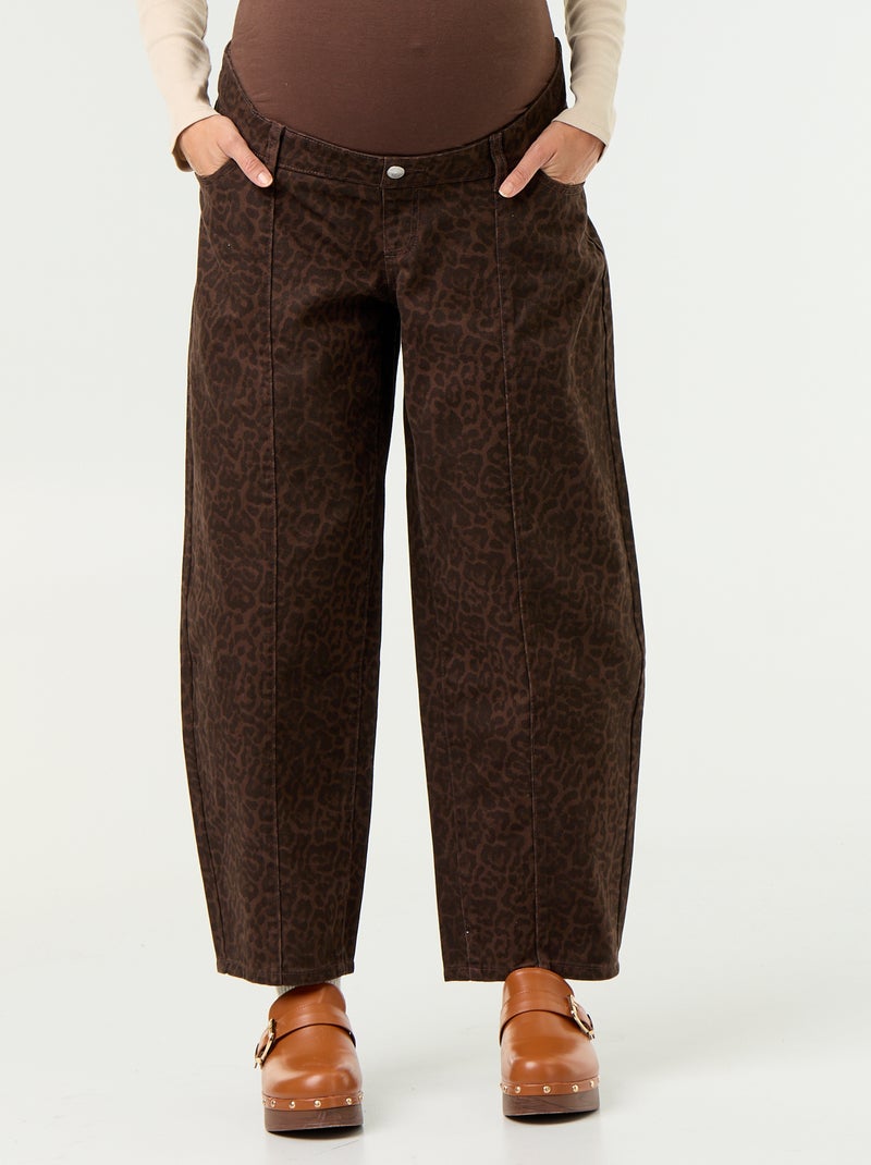 Zwangerschapsdenim broek met barrel fit Bruin - Kiabi