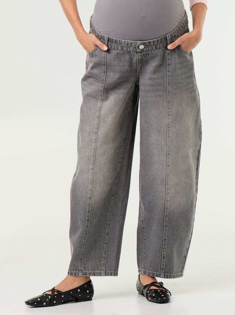Zwangerschapsdenim broek met barrel fit Grijs - Kiabi