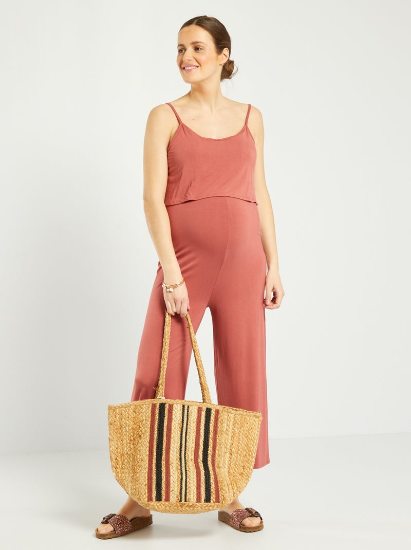 Zwangerschapsjumpsuit met bandjes ROOD - Kiabi