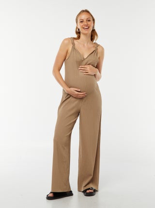 Zwangerschapsjumpsuit met wafeltextuur