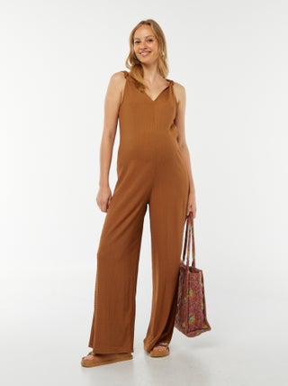 Zwangerschapsjumpsuit met wafeltextuur