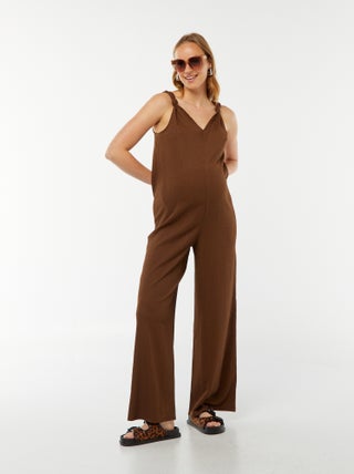 Zwangerschapsjumpsuit met wafeltextuur