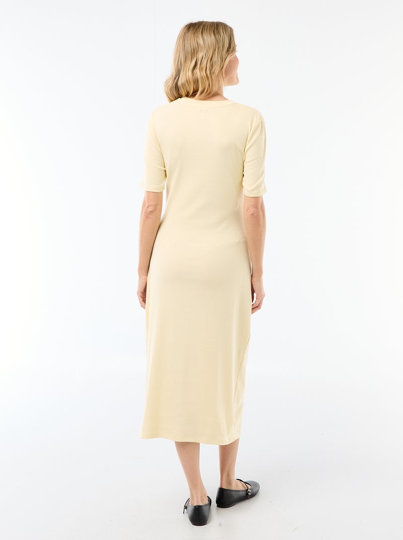 Zwangerschapsjurk met gedraaide voorkant Geel - Kiabi