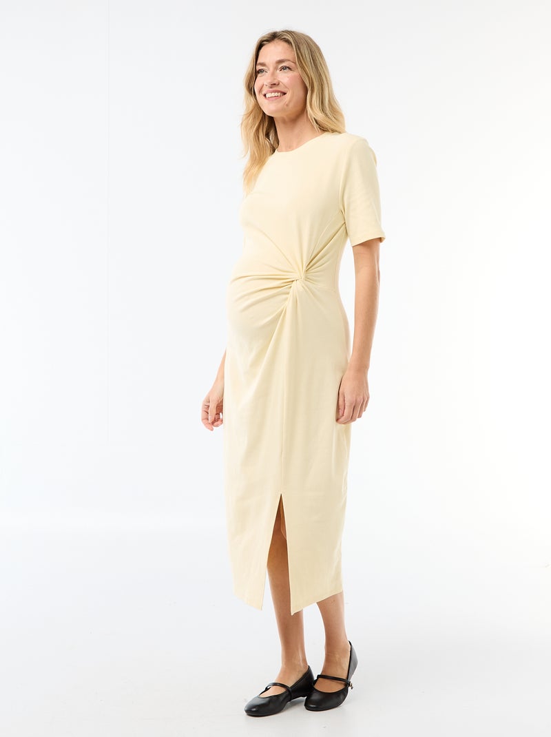 Zwangerschapsjurk met gedraaide voorkant Geel - Kiabi