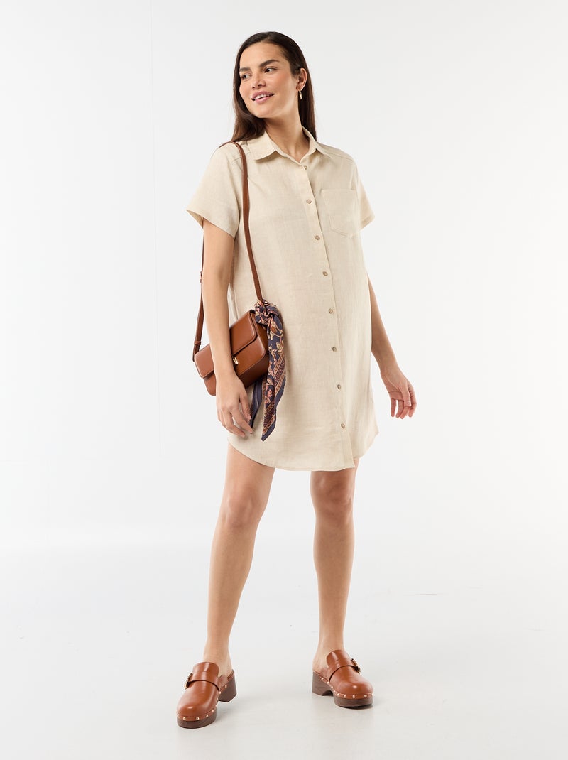 Zwangerschapsjurk van linnen Biege - Kiabi