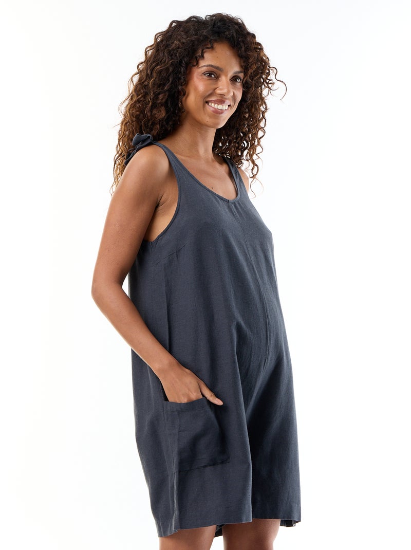 Zwangerschapsplaysuit van linnenmix Blauw - Kiabi