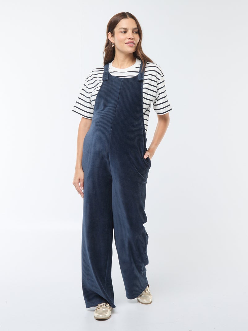 Zwangerschapssalopette van velours Blauw - Kiabi