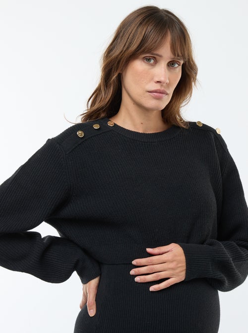 Zwangerschapssetje met halflange jurk met ribbeltextuur + korte trui - Kiabi