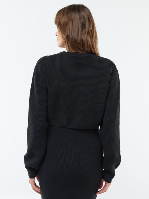 Zwangerschapssetje met halflange jurk met ribbeltextuur + korte trui - Kiabi