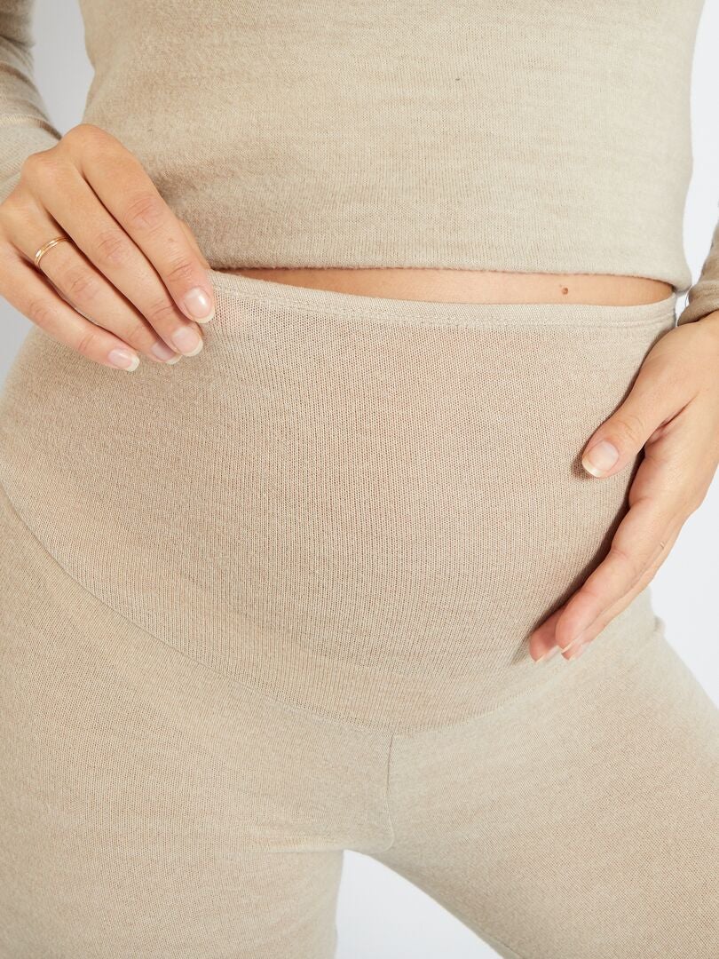 Zwangerschapssetje van zachte tricot - 2-delig BIEGE - Kiabi