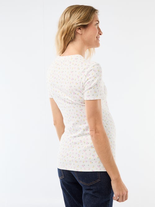 Zwangerschapsshirt met gedrapeerde ronde hals - Kiabi