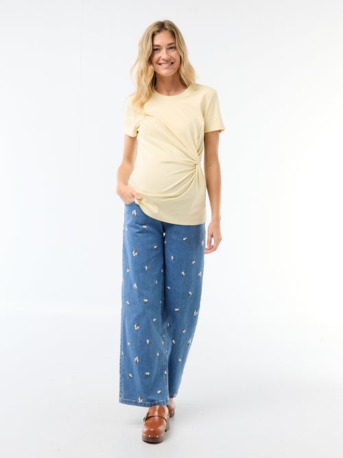 Zwangerschapsshirt met gedrapeerde ronde hals - Kiabi Zwangerschapsshirt met gedrapeerde ronde hals - Kiabi