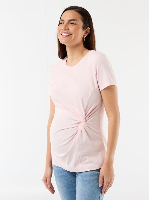 Zwangerschapsshirt met gedrapeerde ronde hals - Kiabi