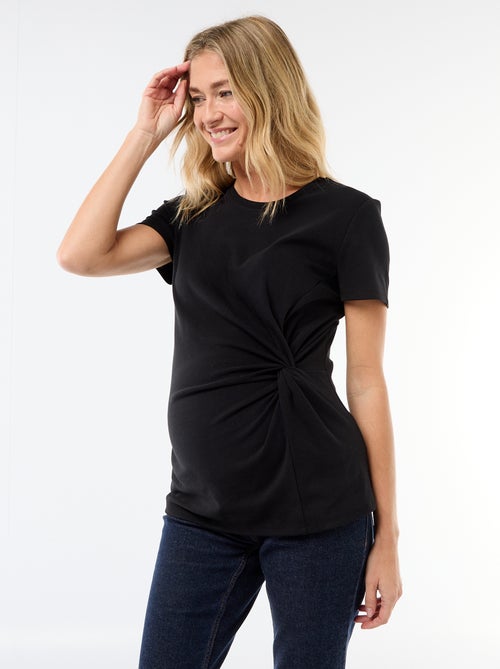 Zwangerschapsshirt met gedrapeerde ronde hals - Kiabi Zwangerschapsshirt met gedrapeerde ronde hals - Kiabi