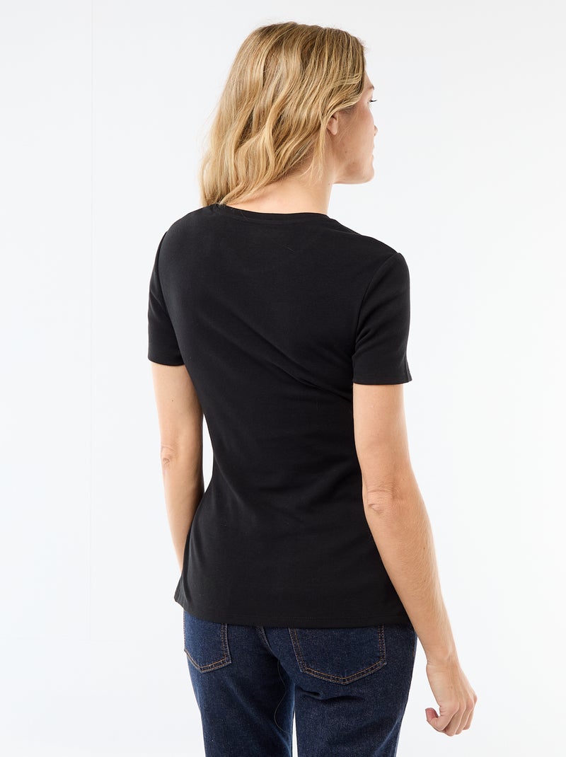 Zwangerschapsshirt met gedrapeerde ronde hals Zwart - Kiabi