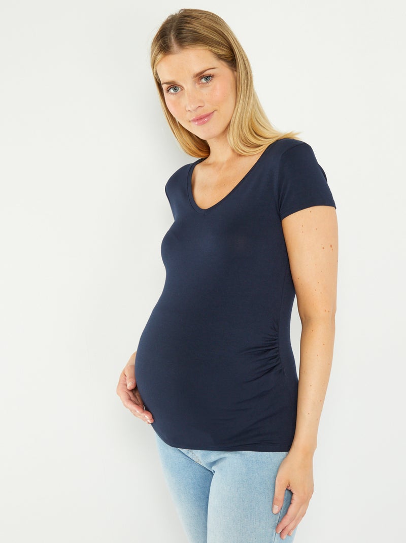 Zwangerschapsshirt met V-hals BLAUW - Kiabi
