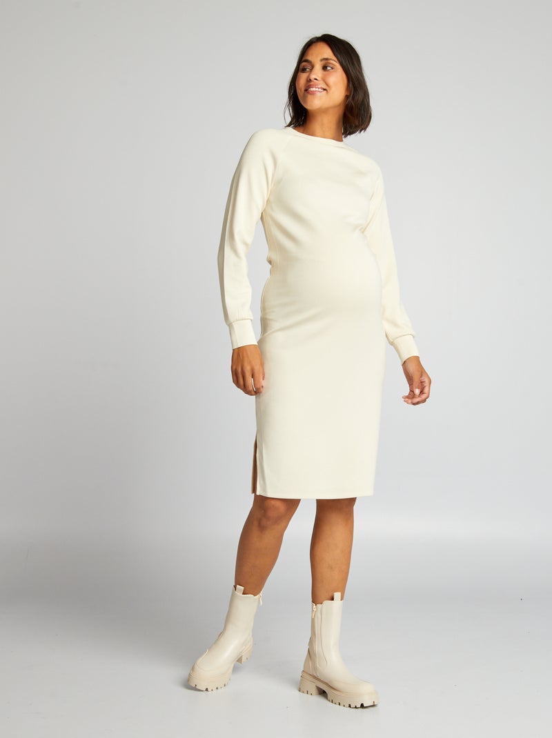 Zwangerschapsshirtjurk van zachte stof beige - Kiabi