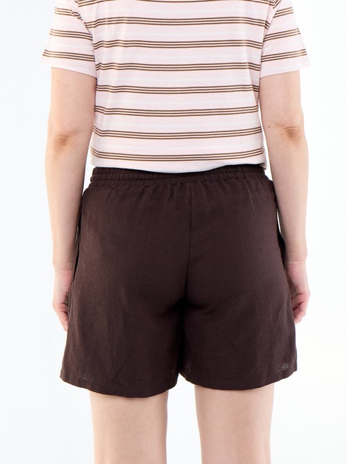 Zwangerschapsshort van bedrukt linnen - Kiabi