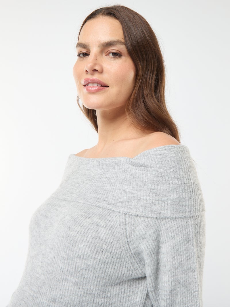 Zwangerschapstrui-jurk met bardothals Grijs - Kiabi