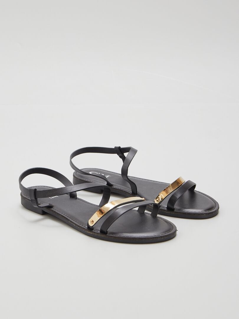 Zwarte sandalen met goudkleurig detail ZWART - Kiabi