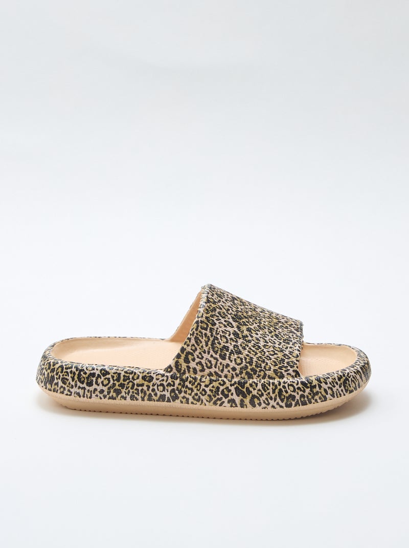 Zwembadslipper met luipaardprint Biege - Kiabi